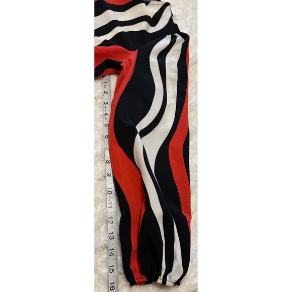 SHEIN Brand Red White Black Blouse Stripes Polyester Women's Size L (8/10)-READ - Picture 15 of 16